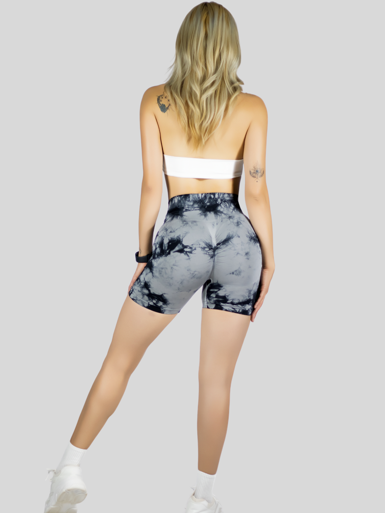 Foto 4 pulgar | Biker Short Mujer Stretch Shore Dama Sh-063 Gris Claro Chores Gym Talle Alto