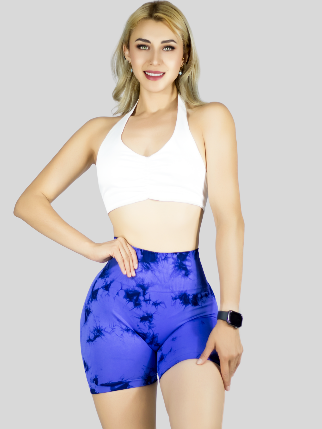 Foto 5 pulgar | Biker Short Mujer Stretch Shore Dama Sh-063 Azul Rey Chores Gym Talle Alto