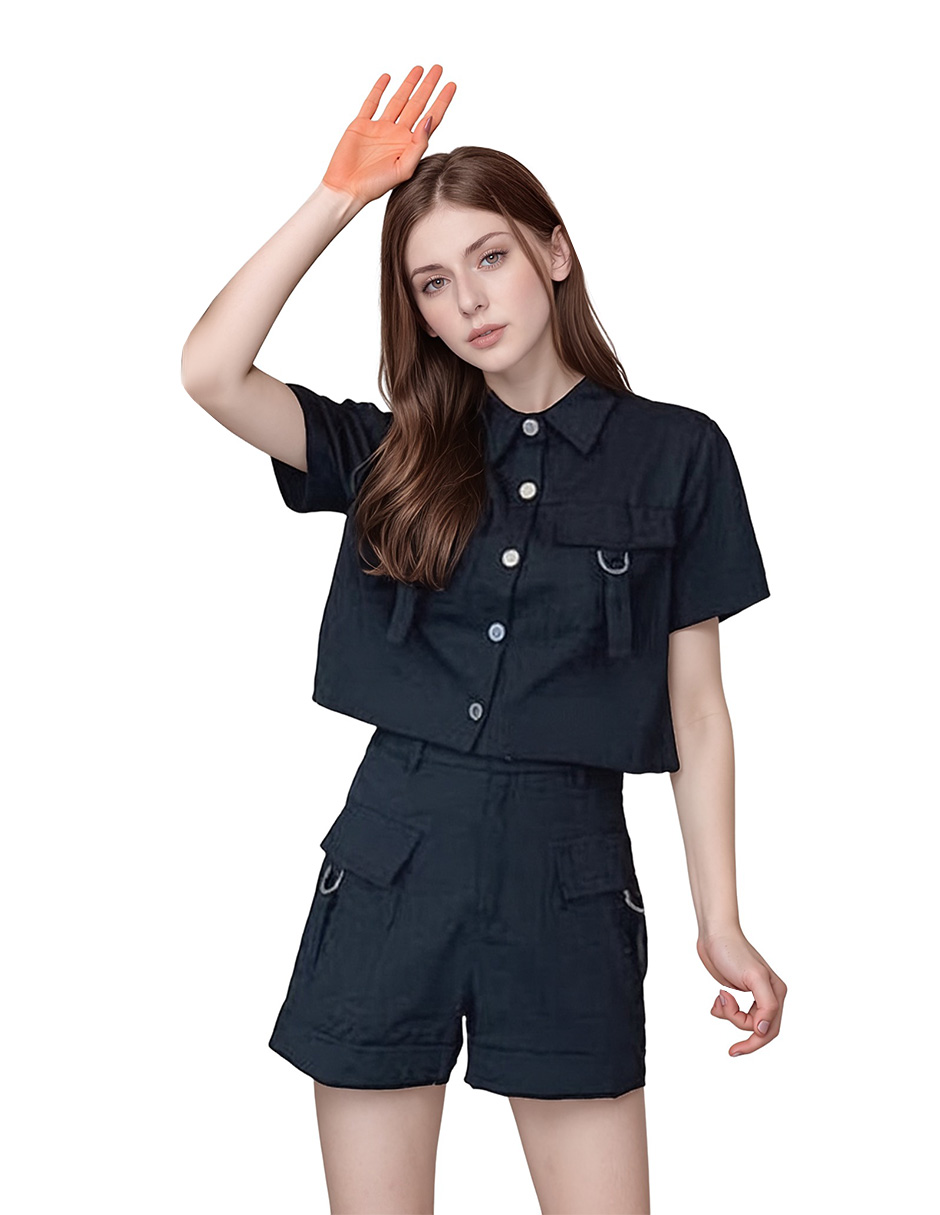 Conjunto Casual De Short Y Camisola Tipo Cargo