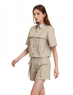 Foto 2 | Conjunto Casual De Short Y Camisola Tipo Cargo