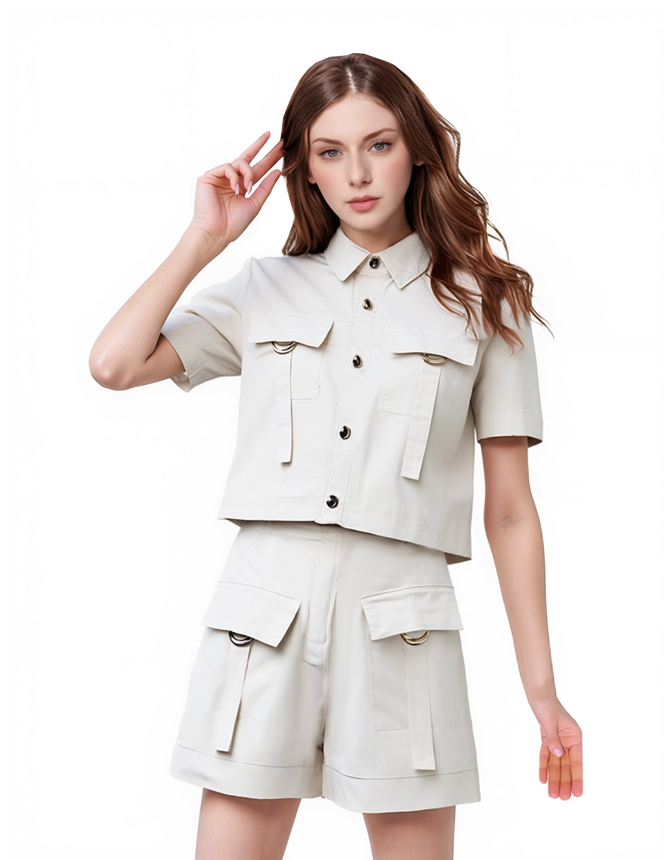 Foto 2 pulgar | Conjunto Casual De Short Y Camisola Tipo Cargo