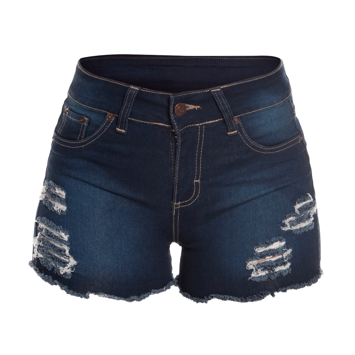 Foto 2 pulgar | Short De Mezclilla Stretch Para Mujer Tiro Alto Estilo Rasgado Pineda Jeans Azul Marino