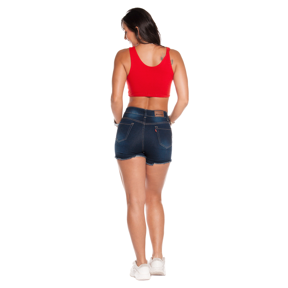 Foto 5 pulgar | Short De Mezclilla Stretch Para Mujer Tiro Alto Estilo Rasgado Pineda Jeans Azul Marino