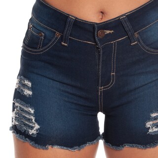 Foto 5 | Short De Mezclilla Stretch Para Mujer Tiro Alto Estilo Rasgado Pineda Jeans Azul Marino