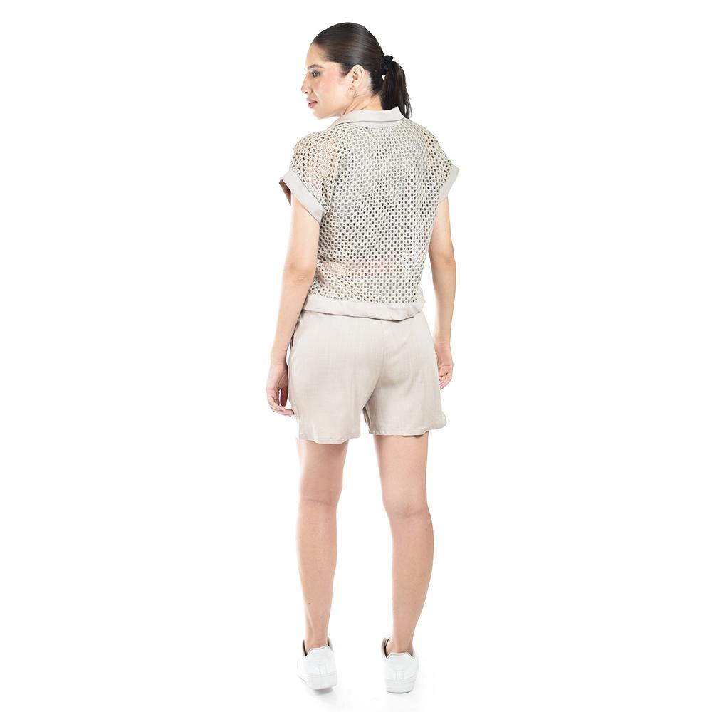 Foto 4 pulgar | Set Con Diseño De Malla Calada Roman Fashion /juvenil, 4364 (beige) Beige