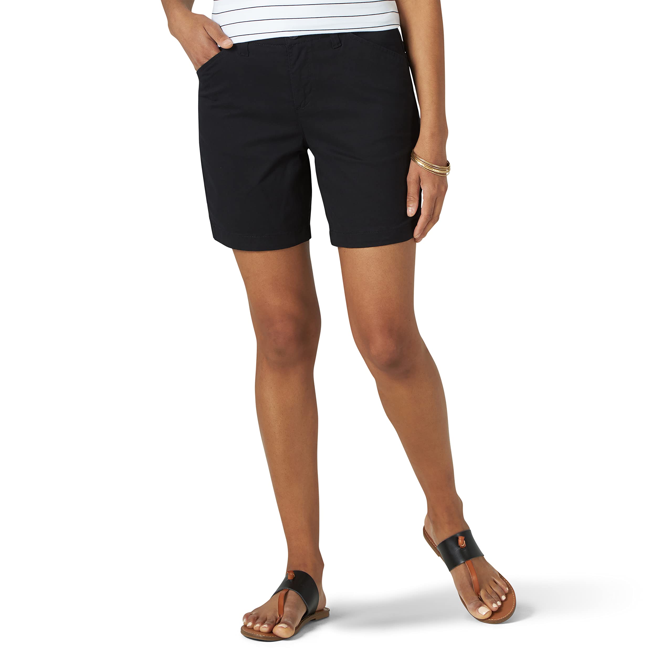 Pantalones Cortos Lee Legendary 7 Chino Para Mujer, Talla 20, Color Negro - Venta Internacional.