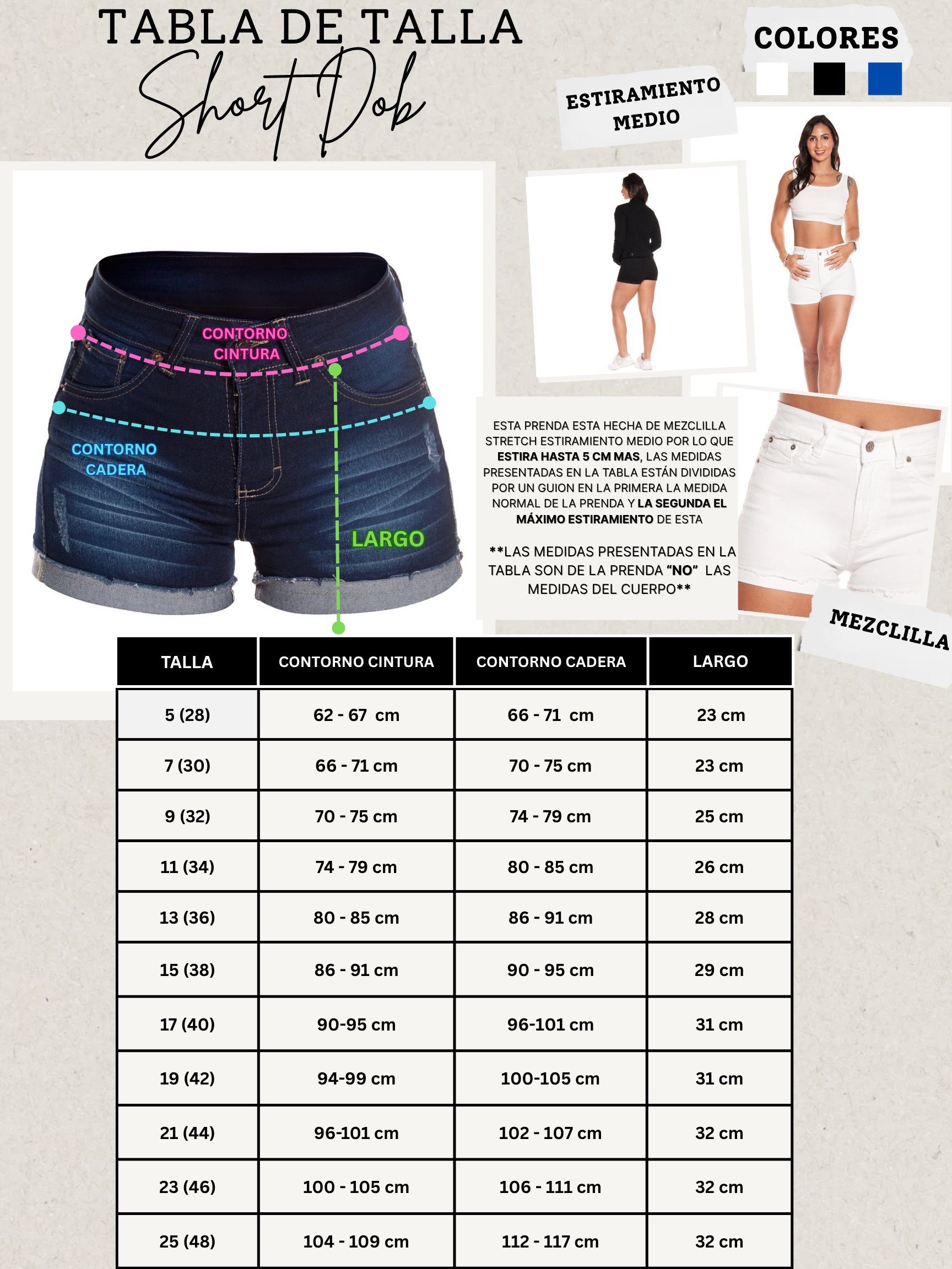 Foto 7 pulgar | Shorts De Mezclilla Stretch A La Cintura Con Dobladillo Para Mujer Estilo Casual Pineda Jeans Blanco Liso