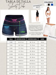 Foto 6 | Shorts De Mezclilla Stretch A La Cintura Con Dobladillo Para Mujer Estilo Casual Pineda Jeans Blanco Liso