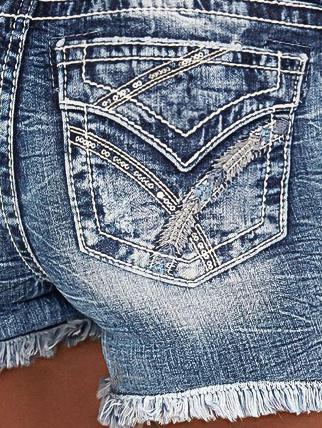 Foto 6 pulgar | Pantalones Cortos Vaqueros Elásticos Con Estampado De Flamencos Para Mujer, Blanco Y Azul - Venta Internacional.