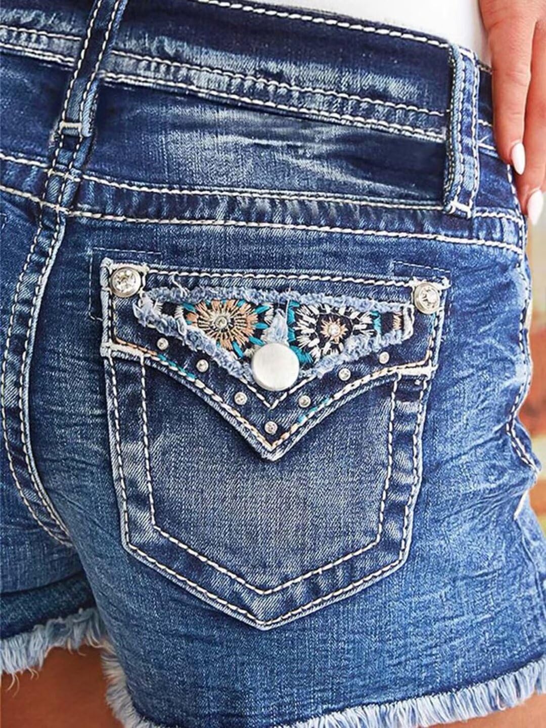 Foto 6 pulgar | Pantalones Cortos Vaqueros Con Estampado De Flamencos, Elásticos, Talle Medio, Vaqueros, Talla L - Venta Internacional.
