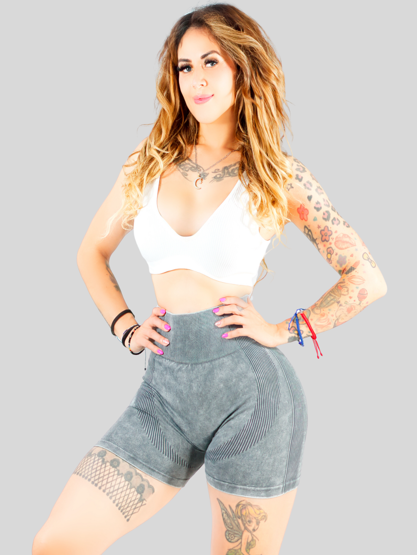 Foto 4 pulgar | Set De 3 Biker Short Mujer Stretch Shore Lic-054-px3 Variedad De Colores Dama Chores Gym Talle Alto