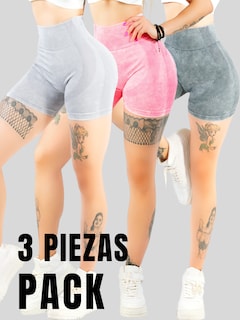 Foto 4 | Set De 3 Biker Short Mujer Stretch Shore Lic-054-px3 Variedad De Colores Dama Chores Gym Talle Alto