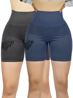 Foto 1 | Set De 2 Short Mujer Shores Deportivo Casual Sh-057-px2 Gris Oscuro Y Azul Chort Push Up