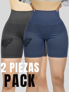 Foto 5 | Set De 2 Short Mujer Shores Deportivo Casual Sh-057-px2 Gris Oscuro Y Azul Chort Push Up
