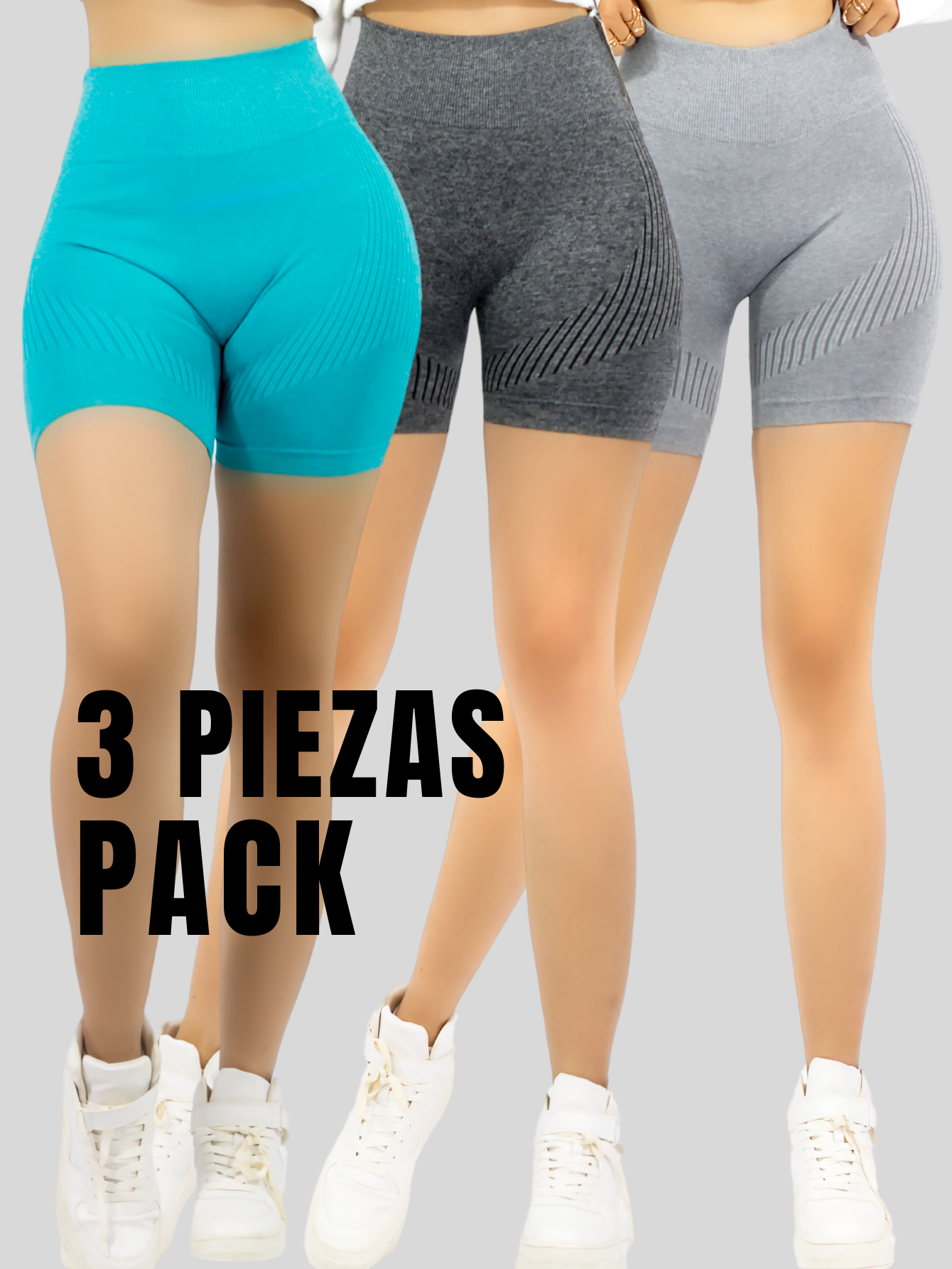 Foto 5 pulgar | Set De Tres Biker Short Mujer Unitalla Stretch Sh-056-px3 Varios Colores Shore Dama Chores Gym Talle Alto