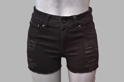 Foto 1 | Short Para Mujer De Mezclilla Stretch Tiro Alto Estilo Rasgado Pineda Jeans Negro