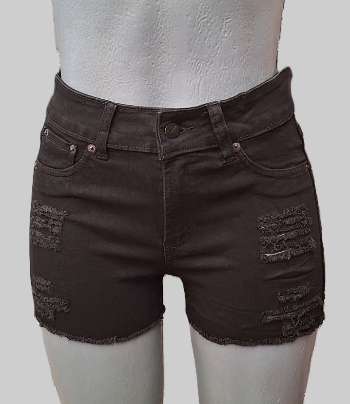 Foto 3 pulgar | Short Para Mujer De Mezclilla Stretch Tiro Alto Estilo Rasgado Pineda Jeans Negro