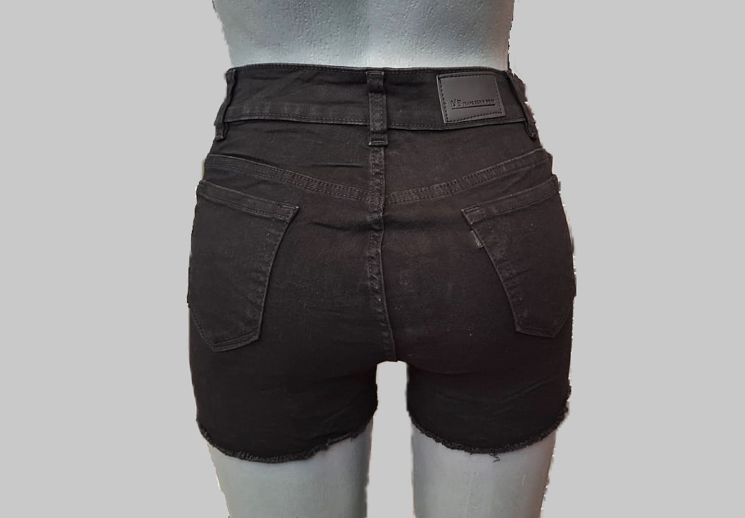 Foto 3 | Short Para Mujer De Mezclilla Stretch Tiro Alto Estilo Rasgado Pineda Jeans Negro