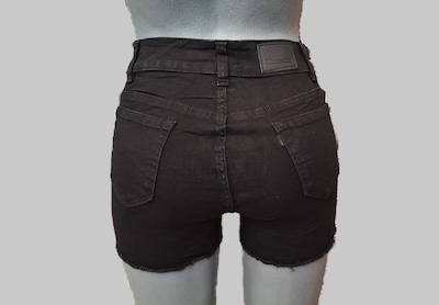 Foto 3 | Short Para Mujer De Mezclilla Stretch Tiro Alto Estilo Rasgado Pineda Jeans Negro