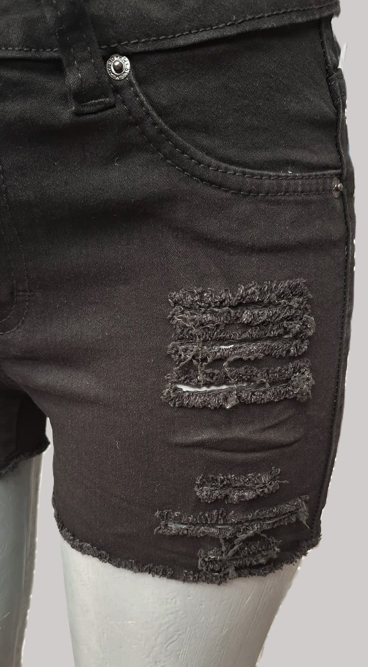 Foto 5 pulgar | Short Para Mujer De Mezclilla Stretch Tiro Alto Estilo Rasgado Pineda Jeans Negro