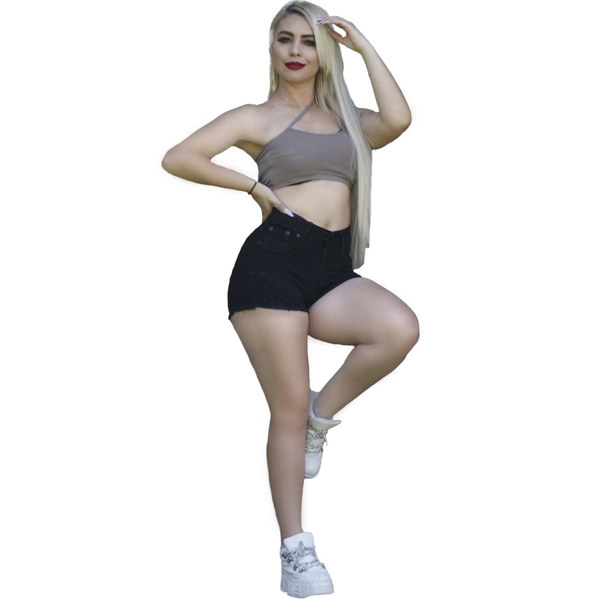 Foto 6 pulgar | Short Para Mujer De Mezclilla Stretch Tiro Alto Estilo Rasgado Pineda Jeans Negro