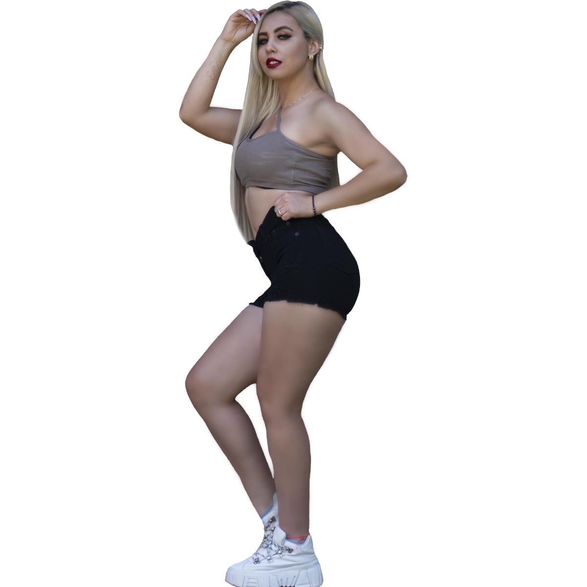 Foto 6 | Short Para Mujer De Mezclilla Stretch Tiro Alto Estilo Rasgado Pineda Jeans Negro