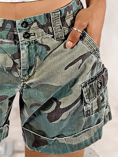 Foto 2 | Pantalones Cortos Cargo Flamingals Camo Para Mujer Color Verde Talla L - Venta Internacional.