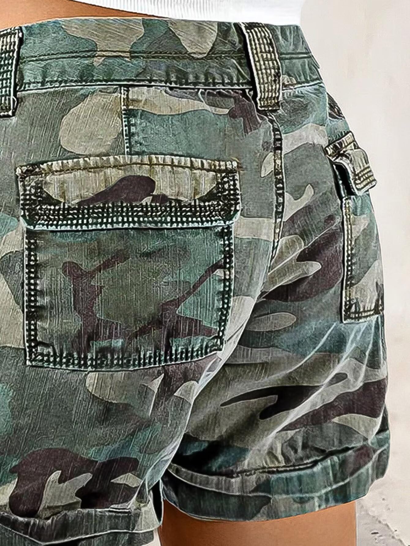 Foto 4 pulgar | Pantalones Cortos Cargo Flamingals Camo Para Mujer  Color Verde  Talla L - Venta Internacional.