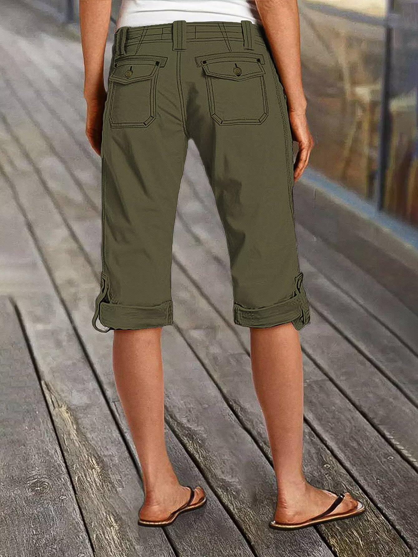 Foto 4 pulgar | Bermudas Flamingals De Talle Medio  Color Verde Capris  Tamaño 2xl  Para Mujer - Venta Internacional.