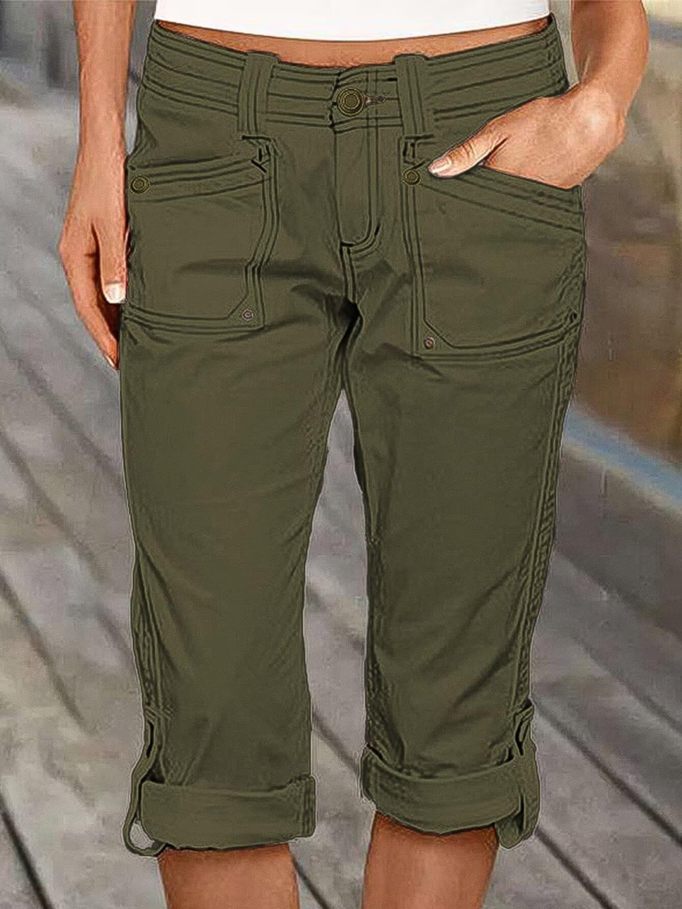 Foto 4 | Bermudas Flamingals De Talle Medio  Color Verde Capris  Tamaño 2xl  Para Mujer - Venta Internacional.