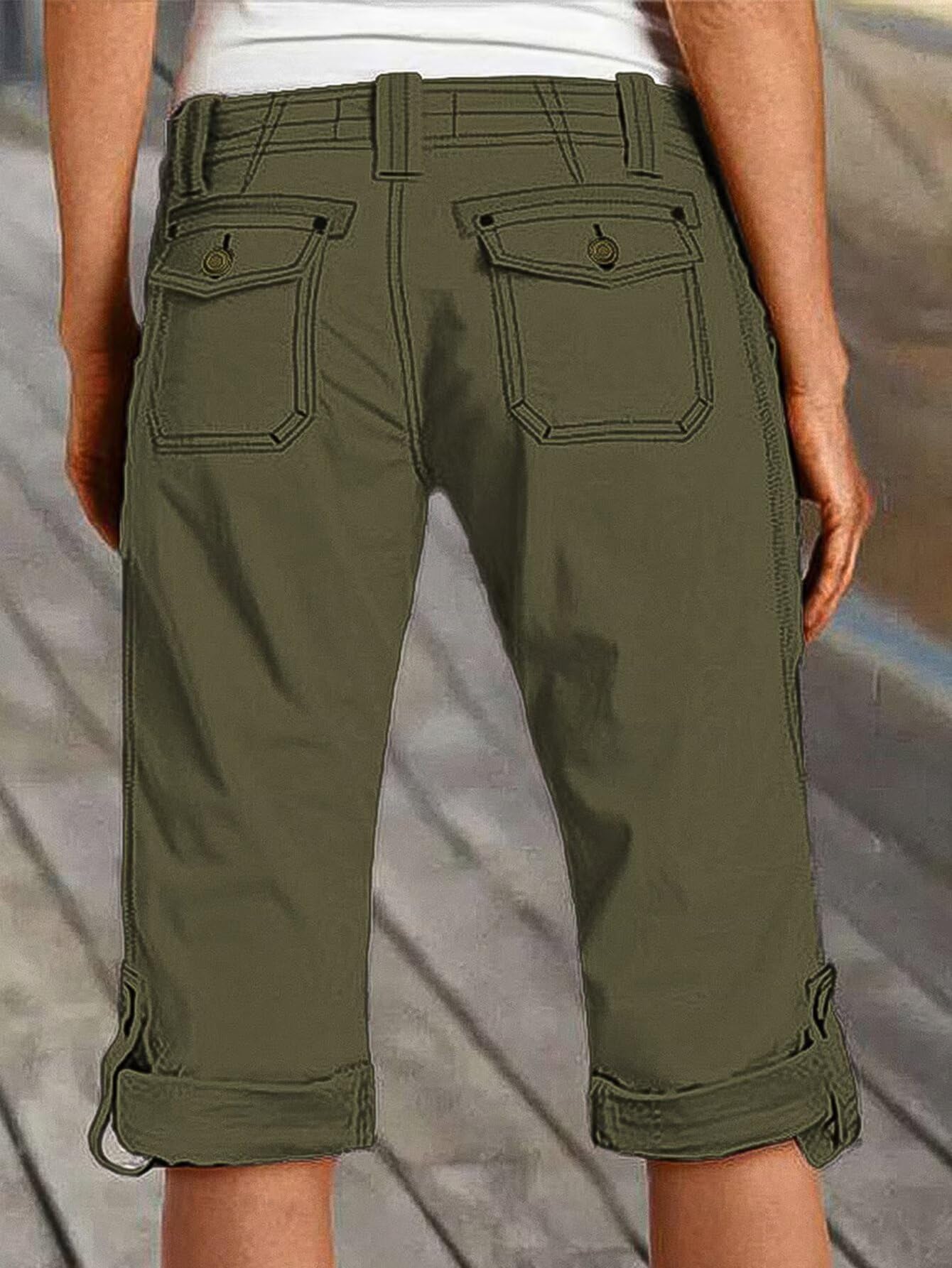 Foto 5 | Bermudas Flamingals De Talle Medio  Color Verde Capris  Tamaño 2xl  Para Mujer - Venta Internacional.