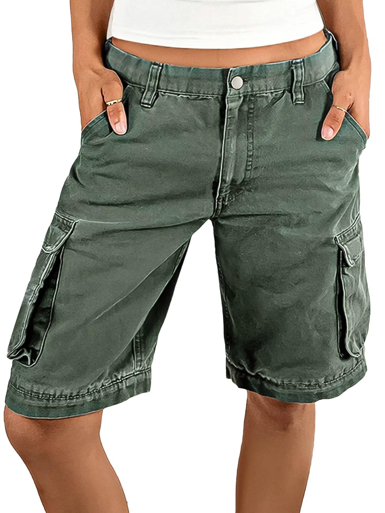 Foto 1 | Bermudas De Mezclilla Verde Flamingals Para Mujer  Talla M - Venta Internacional.