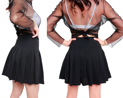 Foto 2 | Falda Mini Kosauki Moda Tableada color Negro para Mujer