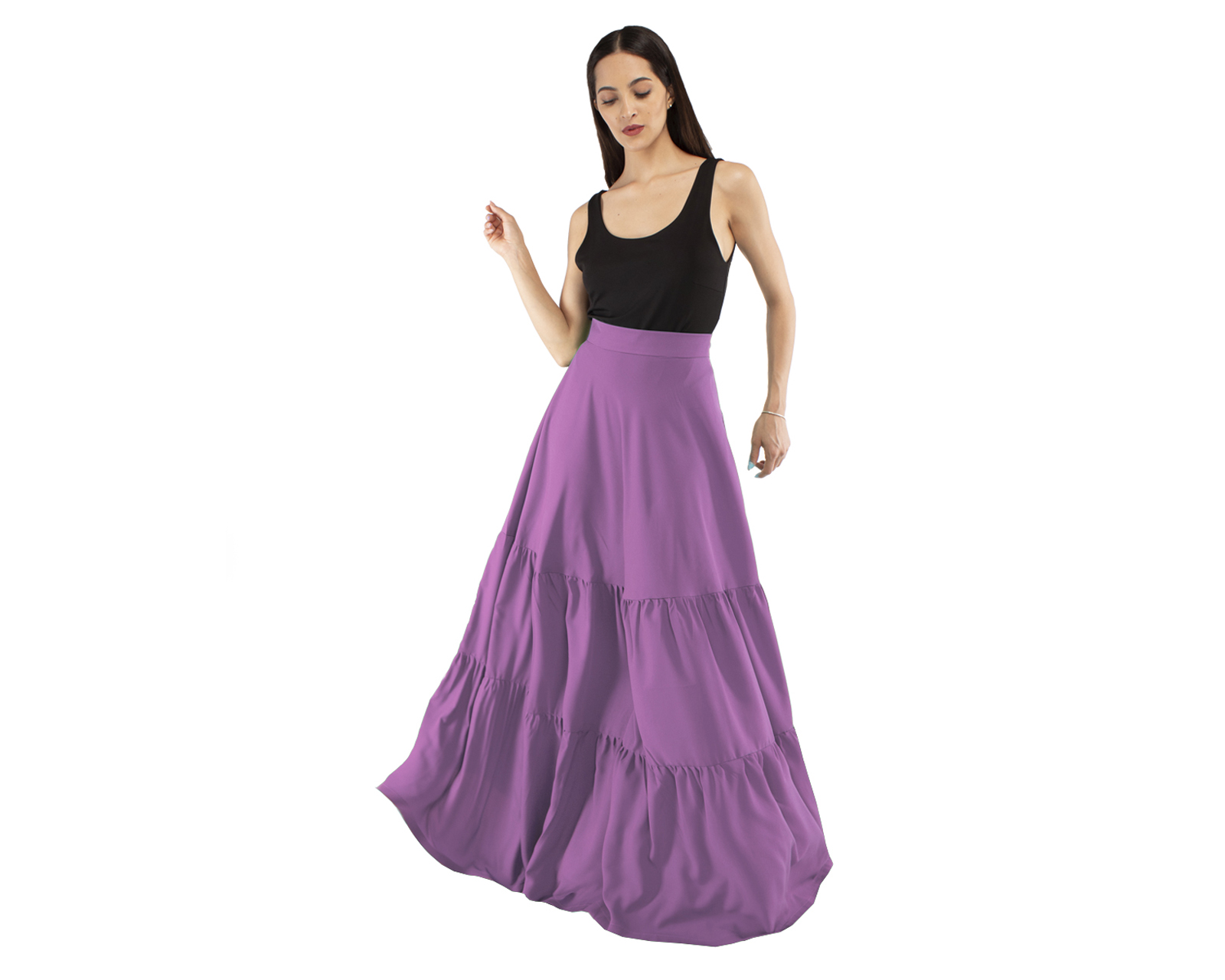 Maxi Falda de Olanes Amad color Lila