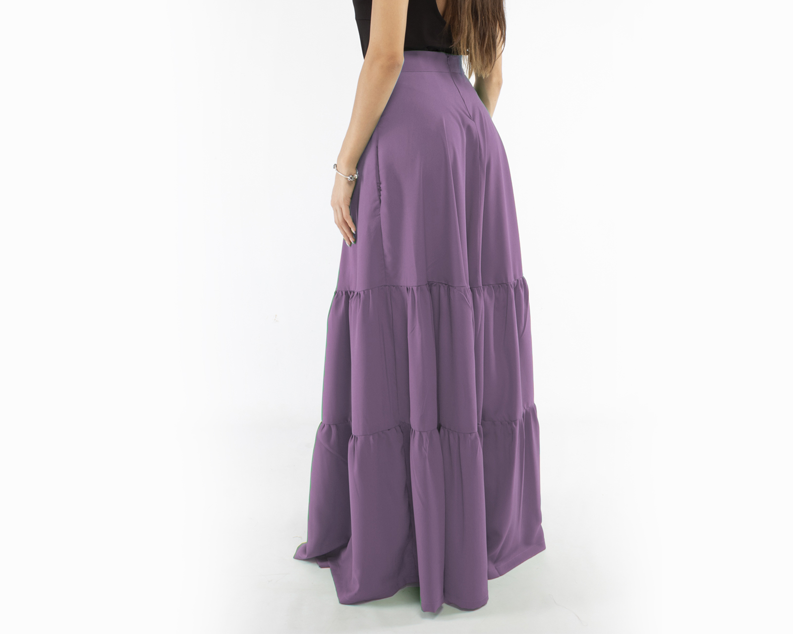 Foto 2 | Maxi Falda de Olanes Amad color Lila