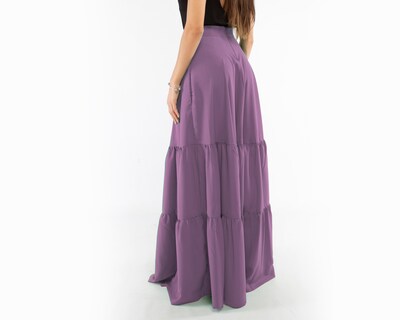 Foto 2 | Maxi Falda de Olanes Amad color Lila
