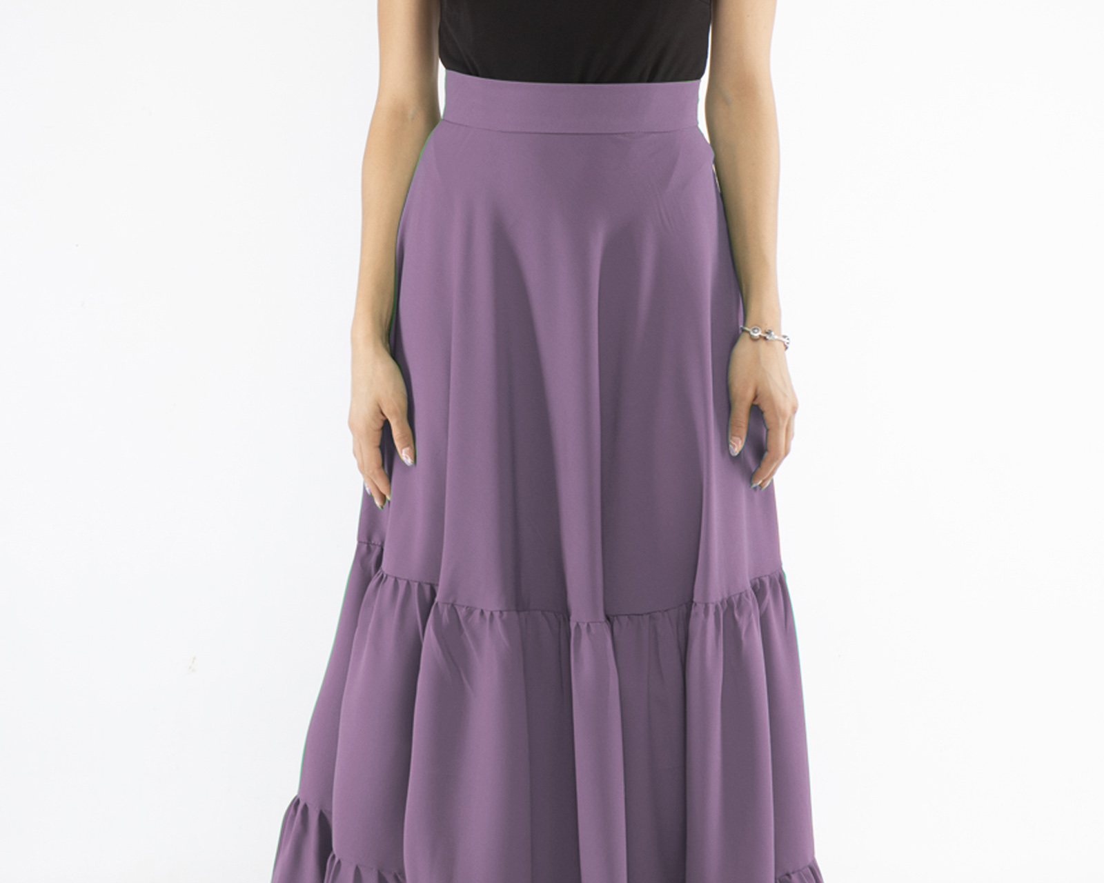 Foto 4 pulgar | Maxi Falda de Olanes Amad color Lila
