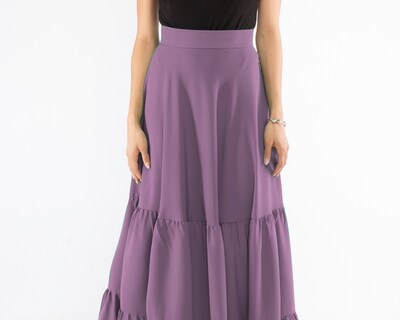 Foto 3 | Maxi Falda de Olanes Amad color Lila