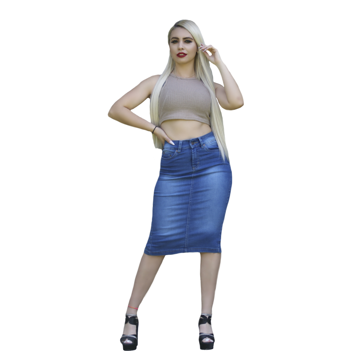 Foto 1 | Falda Mezclilla Pineda Jeans Stretch Larga para Dama