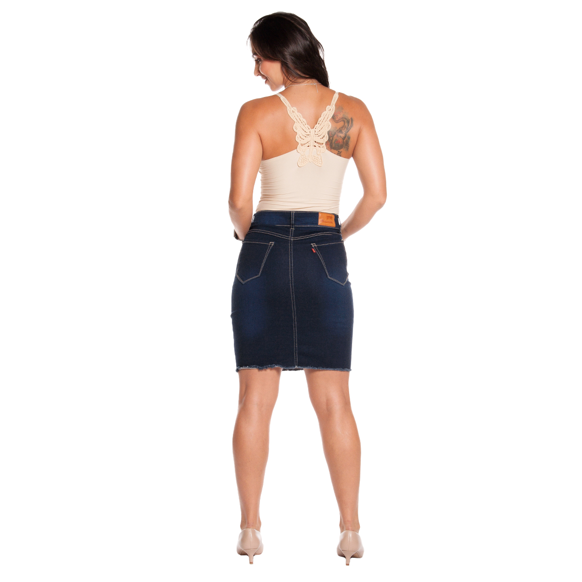 Foto 4 | Falda Mezclilla Stretch Pineda Jeans 3/4 Azul para Mujer