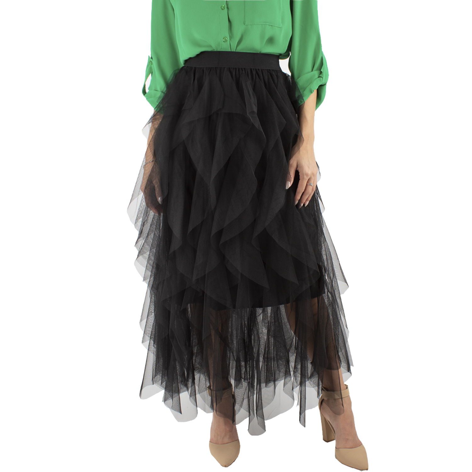 Maxi Falda AMAD Negro Tul de Olanes