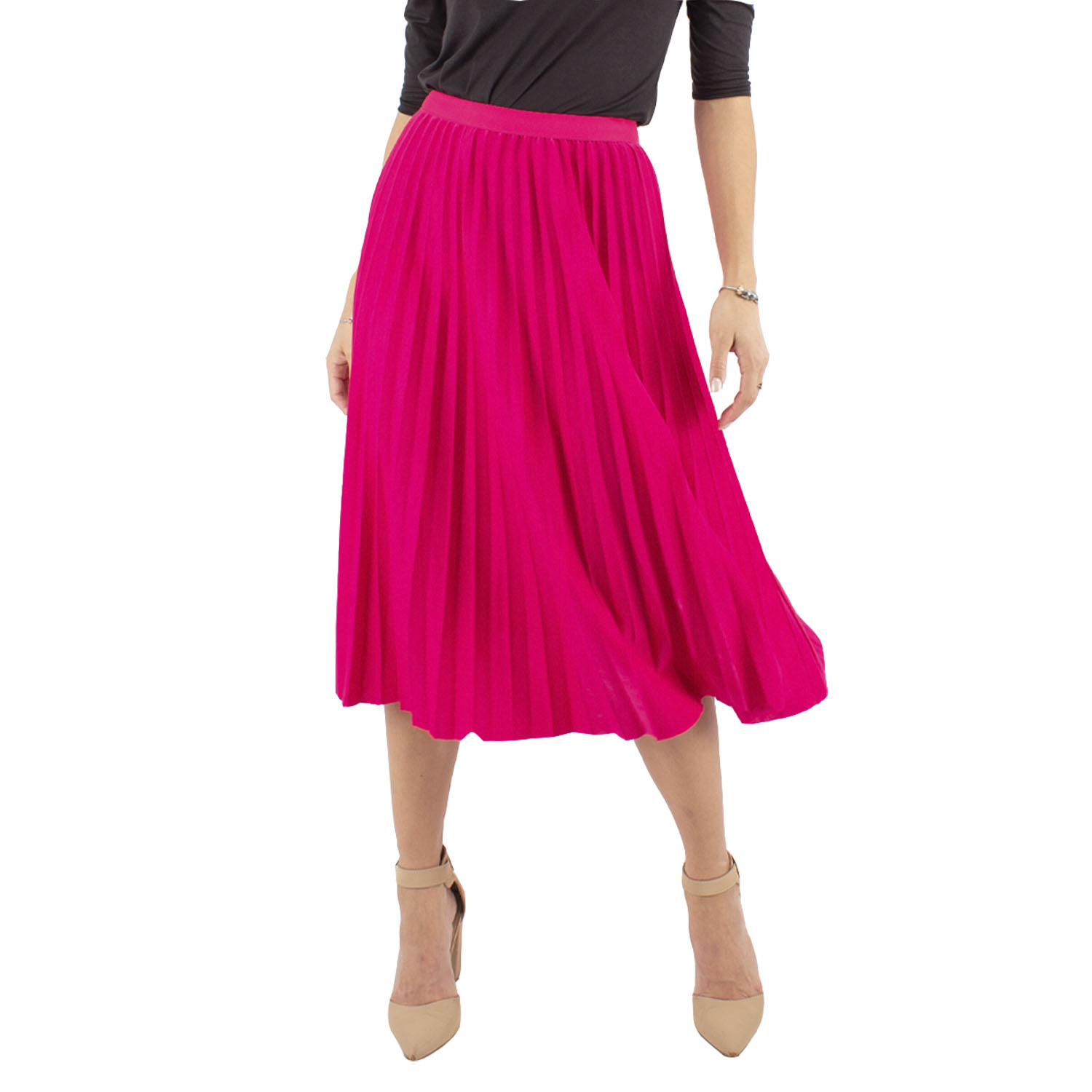 Falda Plisada AMAD Fuscia Brillo Sutil