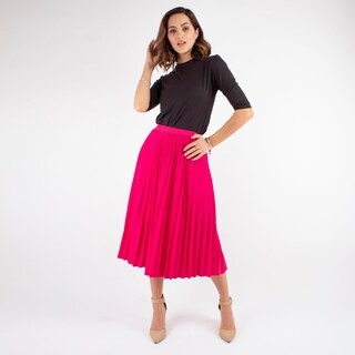 Foto 4 | Falda Plisada AMAD Fuscia Brillo Sutil