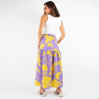 Foto 3 | Maxi Falda Con Olán Ancho Fruncido Amad De Print Floral Multicolor