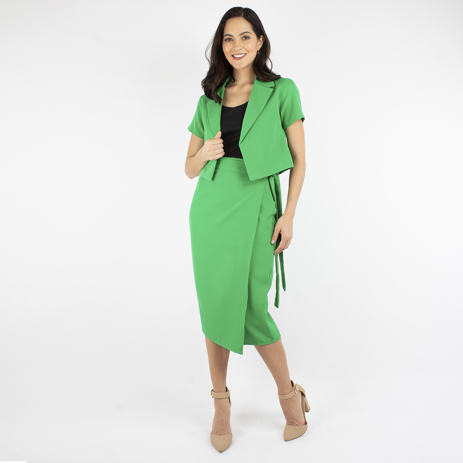 Foto 5 | Falda Lápiz Cruzada Amad Color Verde