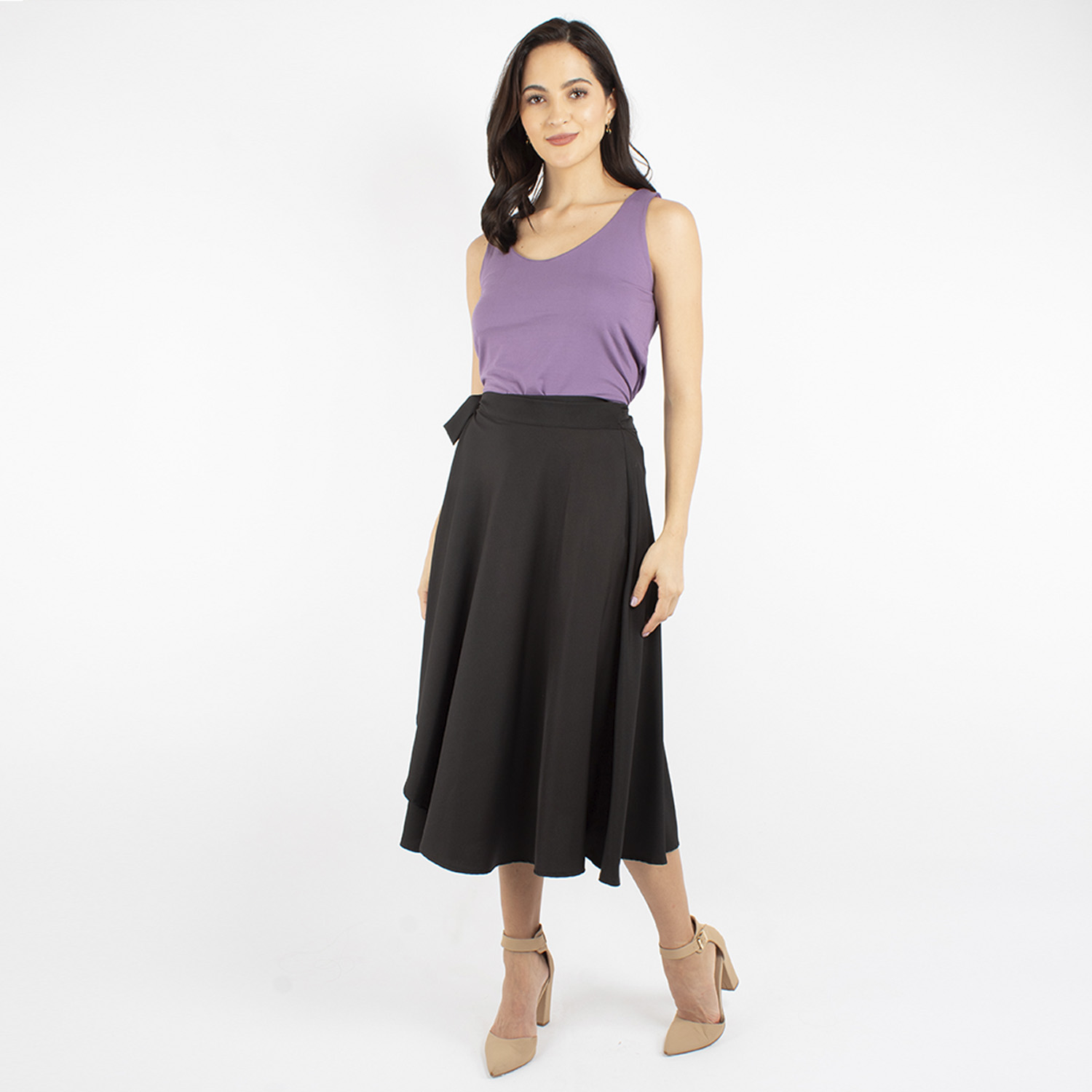 Foto 5 | Falda Cruzada Semicircular Amad color Negro