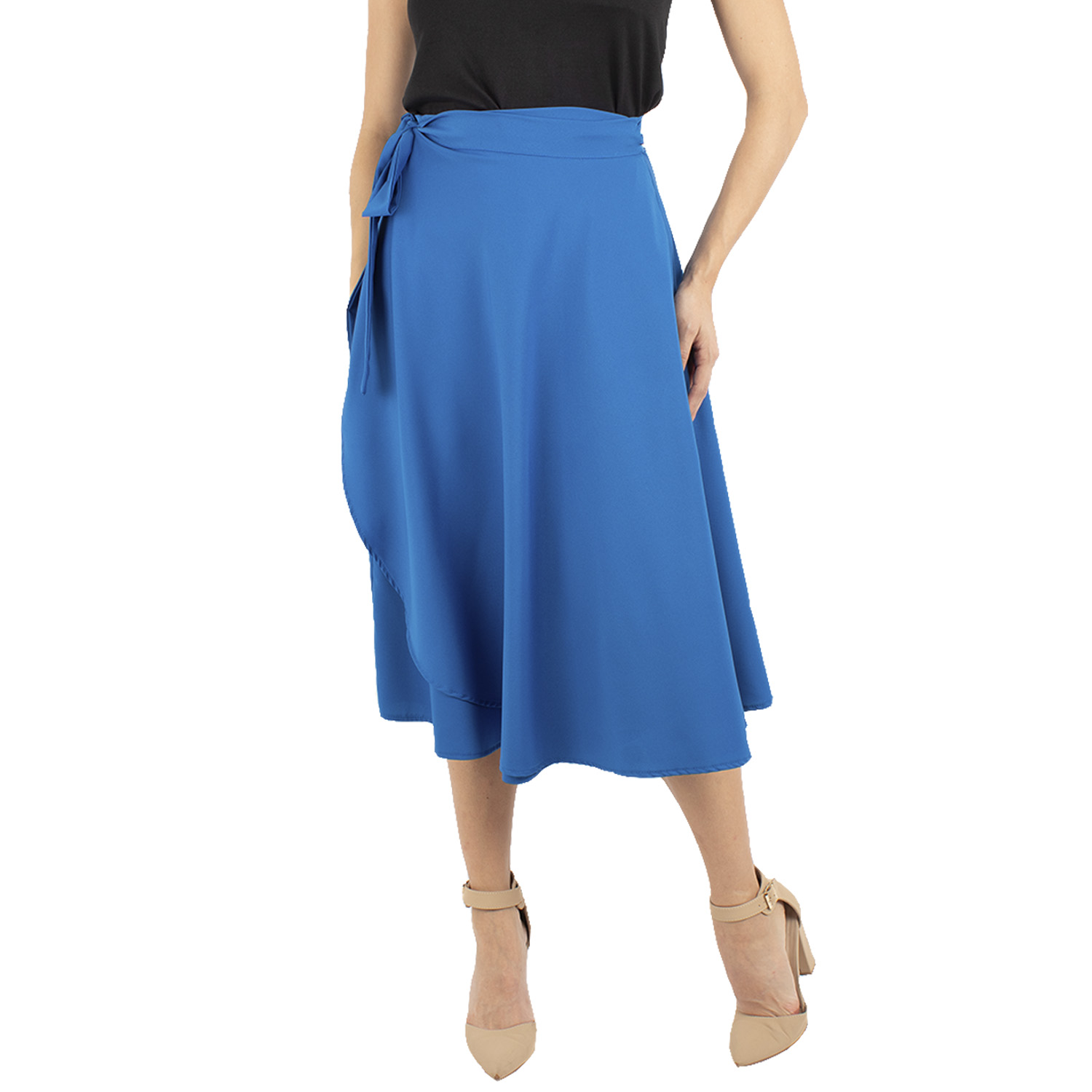 Falda Cruzada Semicircular Amad Azul para Mujer