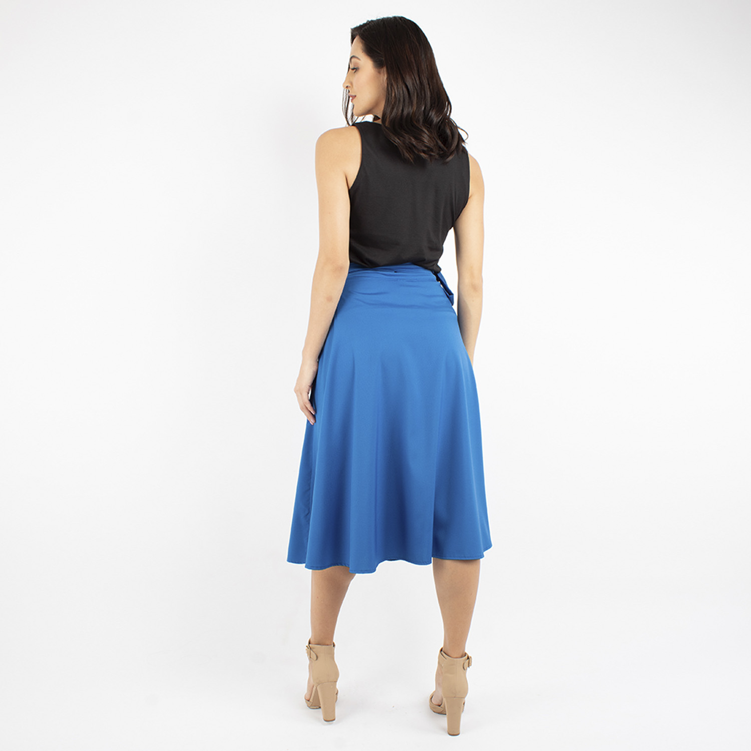 Foto 4 pulgar | Falda Cruzada Semicircular Amad Azul para Mujer