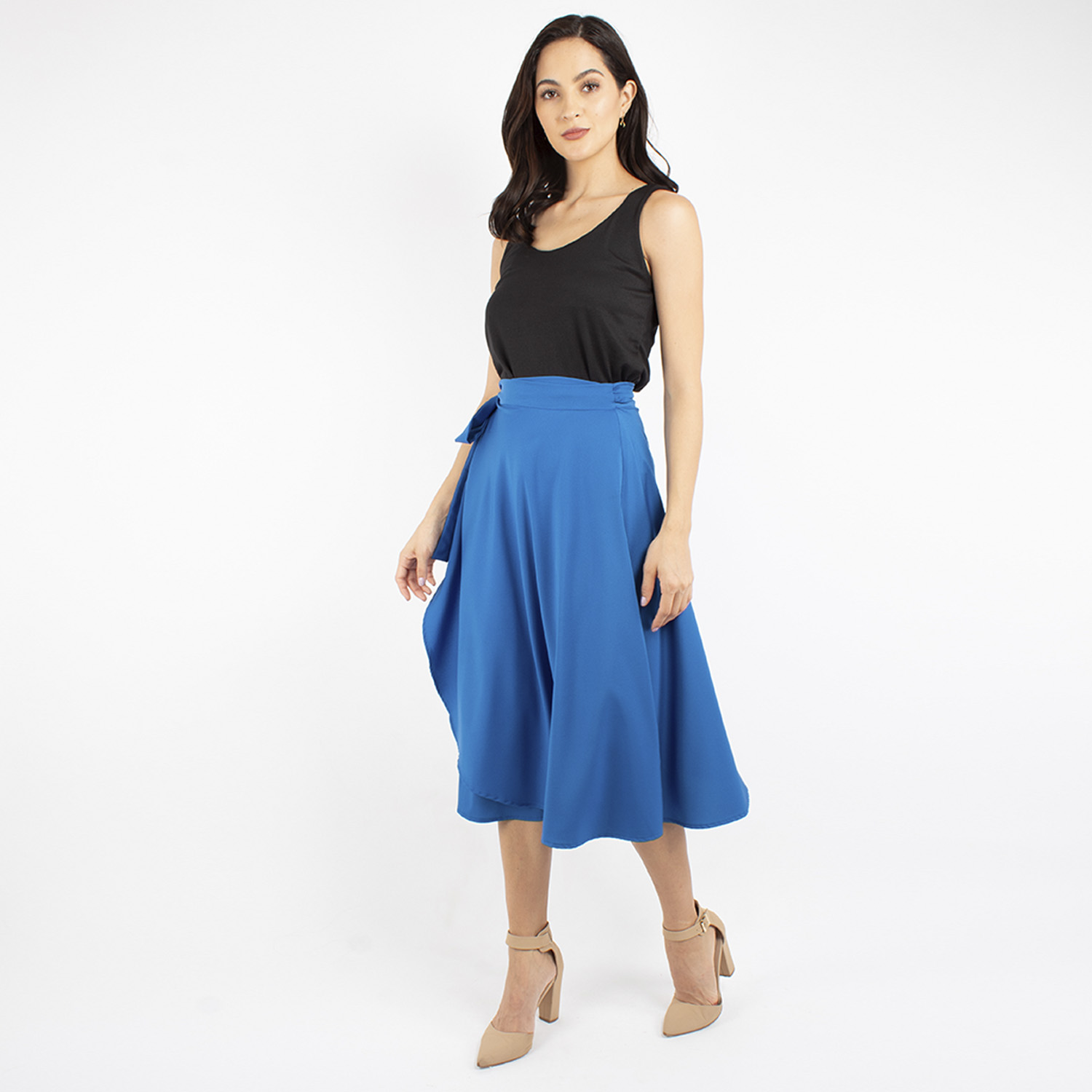 Foto 5 | Falda Cruzada Semicircular Amad Azul para Mujer