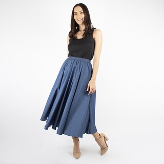 Foto 4 | Falda Circular Mezclilla Amad Color Azul Oscuro